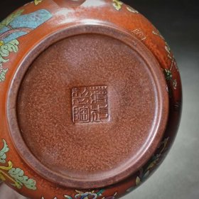 638_蒋蓉老师紫砂壶作品，彩绘紫砂壶