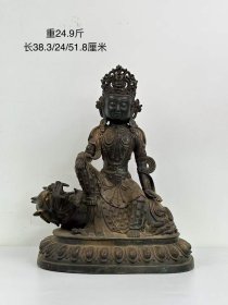766_铜鎏金文殊菩萨佛像一尊。