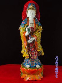 54_景泰蓝掐金丝镶宝石佛像，全品，保存完整