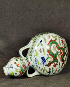 47_美品·款式“大明宣德年制”精工细作满工五彩龙纹双耳葫芦瓶
