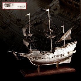 意大利 纯银 风帆战列舰 模型