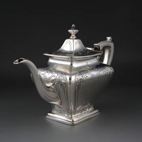 约19世纪末 美国 名厂Reed&Barton公司 925纯银 精美雕花 茶壶 全品相
