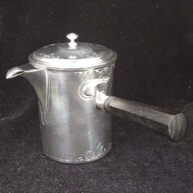 19世纪法国950纯银经典nouveau风格便携平底咖啡壶