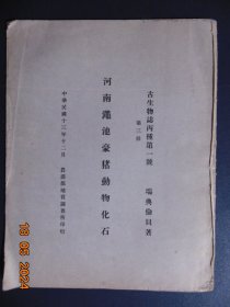 英文版=古生物志丙种第1号-河南渑池豪猪动物化石-瑞典伦贝著=农商部质调查所=1924年-A4开本-厚胶版纸