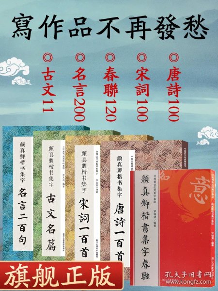 颜真卿楷书集字合集全套5册 唐诗100+宋词100+春联120+名言200+集字古文名篇颜体楷书毛笔书法字帖多宝塔勤礼碑古诗词作品临摹教程