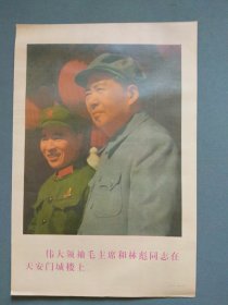 宣传画：伟大领袖毛主席和林彪同志在天安门城楼上。