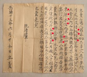 地契 契约 茶油 贵州天柱县天堂兑门 罗永保 罗永金 蒋秀华 光绪13年