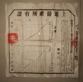 土地房产所有证 宁乡县 袁根秀 土地改革后核发 1953年 宁乡