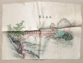 桂林花桥  绸缎手工刺绣 绣品