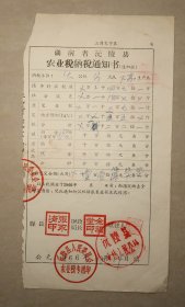 沅陵县农业税纳税通知书  1966年  之一