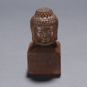 旧藏 竹雕佛首印章