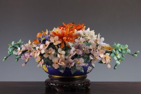 创汇时期景泰蓝玉石盆景盆花百花齐放