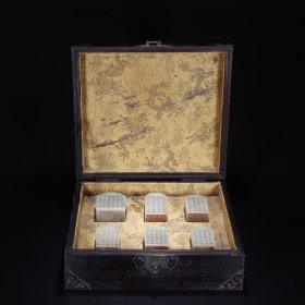 旧藏 和田玉 诗文印章一套