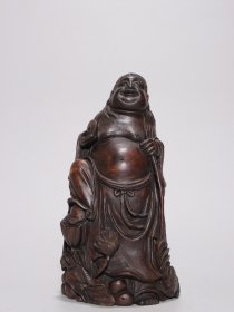 清 竹雕刘海戏金蟾摆件