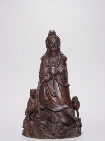 清 竹雕莲花观音立像