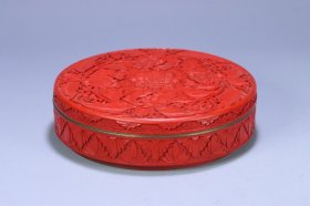 清代  铜胎漆器花卉纹圆形盖盒