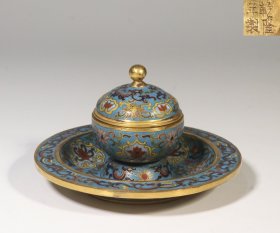 精品 清 “乾隆年制”款铜鎏金景泰蓝缠枝花卉夔龙纹饰香炉