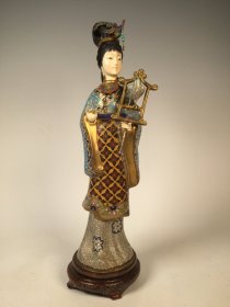 创汇时期景泰蓝牙景人仕女摆件