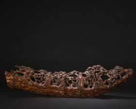 • 清代 老竹雕福禄寿三星船摆件