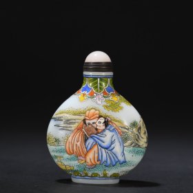 • 回流 料胎画珐琅人物故事鼻烟壶