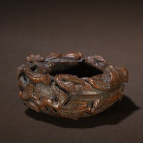清代 老竹雕福上眉梢笔洗