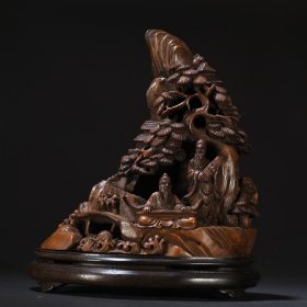 • 旧藏 老竹雕高士抚琴香熏