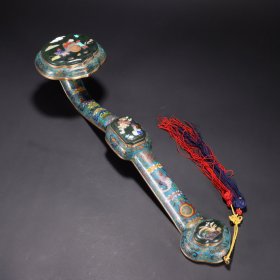 清 乾隆景泰蓝镶嵌和田碧玉百宝嵌如意