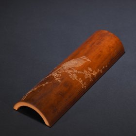 • 旧藏 老竹雕喜上眉梢茶则臂搁