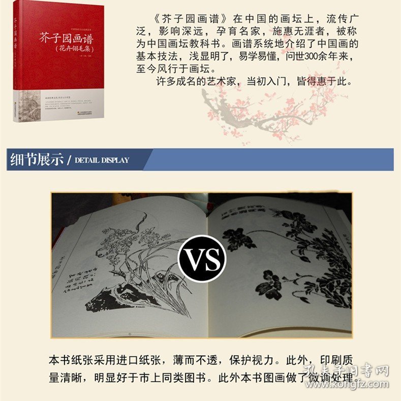 芥子园画谱（花卉翎毛集） 绘画书 芥子园画谱 花卉翎毛集国画技法 画花画鸟山水画教程画传花鸟集国画技法书籍 畅销书ZM