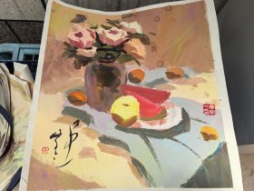 著名国画家 河南美协副主席 河南大学教授丁中一 油画画稿 ，早期作品保存较好