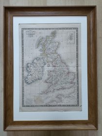 1841年英国地图，法国印制古董地图，非复制品，长45厘米，宽33厘米，可收藏可装裱悬挂，另有生日号版画，纪念日版画，欢迎咨询