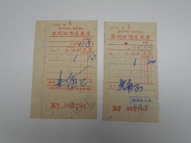 1961年【苏州旧书店发票，2张】