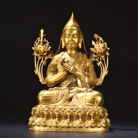 清代 铜鎏金宗喀巴佛像