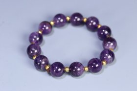 天然紫水晶圆珠手串