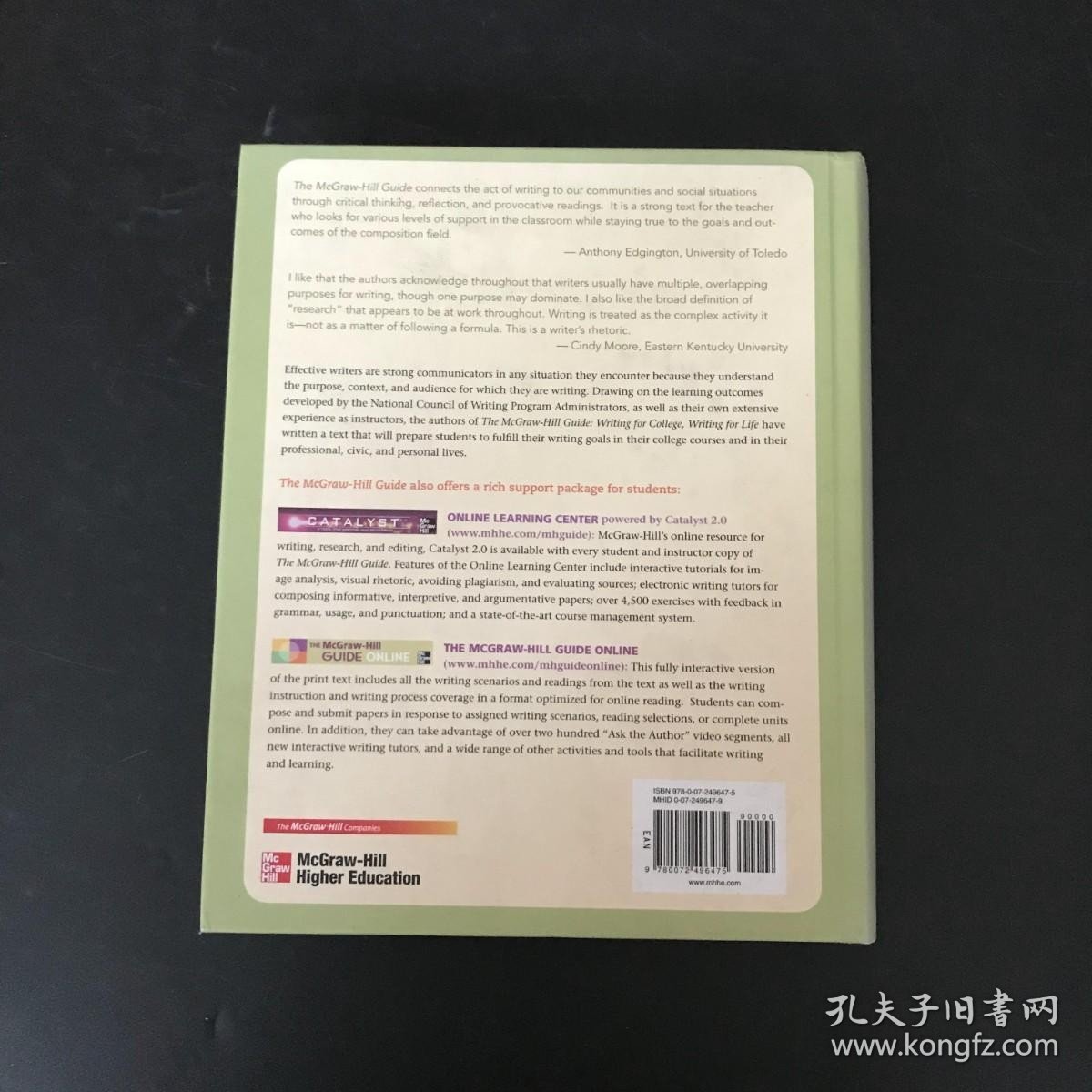 The McGraw-Hill Guide: Writing for College  Writing for Life【麦格劳山大学指南：写作，写作生活】精装16开本