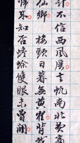 清人蓝格稿本《虞美人》一页，书风秀美钢劲，字体飘逸沉稳，可读、可赏、可收藏！有兴趣的书友可以研究一下写篇考证赏析文章！