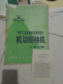 中学工业基础知识教学图片:机动插秧机（上海-I型）全套9幅另附说明书1份