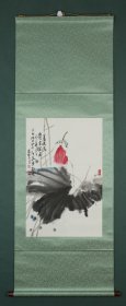 湖北荆州画院副院长 王满辉 荷花蜻蜓图 纸本立轴 原装原裱（本院藏书画均保真手绘；支持7日无理由退货）