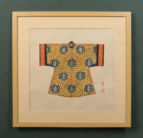 八十年代画家  许健为 水彩古代服饰画框一对（本院藏书画均保真手绘；支持7日无理由退货）