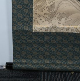 日本画家  桥本雅邦 松石流瀑图 纸本立轴  带木盒（本院藏书画均保真手绘；支持7日无理由退货）