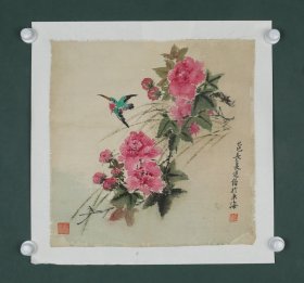 四川现代水墨先驱 吴学让 芙蓉翠鸟 绢本镜片（本院藏书画均保真手绘；支持7日无理由退货）