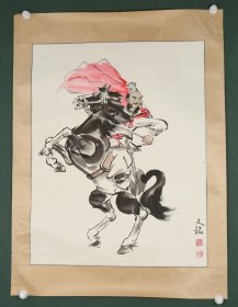 黃埔畫報主編 梁又銘 人物 紙本鏡片（本院藏書畫均保真手繪；支持7日無理由退貨）