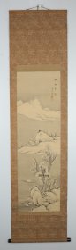 晚清民國畫家 吳水和 江村雪后 絹本立軸 原裝原裱 帶原木盒（本院藏書畫均保真手繪；支持7日無理由退貨）