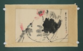 当代山东花鸟画名家 刘凤祥 清荷翠鸟图 纸本镜片 原装原裱（本院藏书画均保真手绘；支持7日无理由退货）