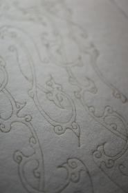 木版水印信笺，西汉错金银鸟篆文铜壶鸟篆文字，以鸟虫之形组字，似书似画，灵动绚丽，堪称篆书中的奇葩