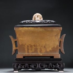 旧藏 铜造方戟耳香炉