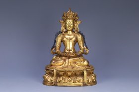 十八世纪 铜鎏金长寿佛造像