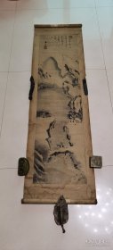 王汉杰山水画立轴 全尺寸156*43.5厘米 画心132*33.5厘米 原木盒收纳 明清时代