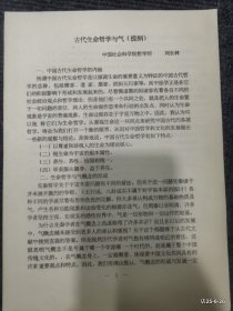 1990年五台山友谊宾馆 中医理论与中国哲学及文化国际学术讨论会论文 ：古代生命哲学与气 提纲