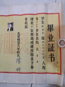 1951年北京师范大学数学系毕业证书